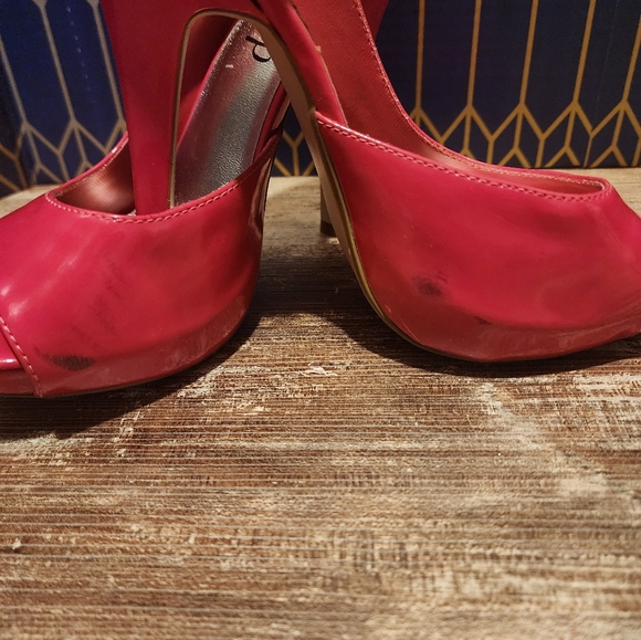 Hot Pink Deb Peep Toe Heels - Picture 5 of 8